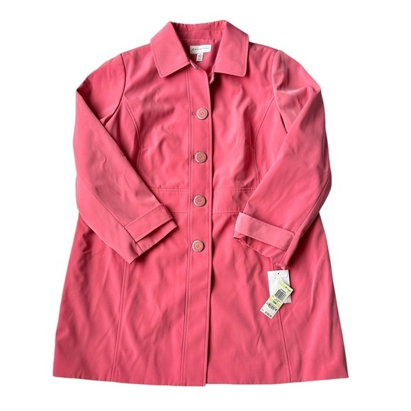JM Collection Jackets & Blazers - NWT JM Collection Coral Pink Long Button Lined Trench Jacket Women’s 18W $120
